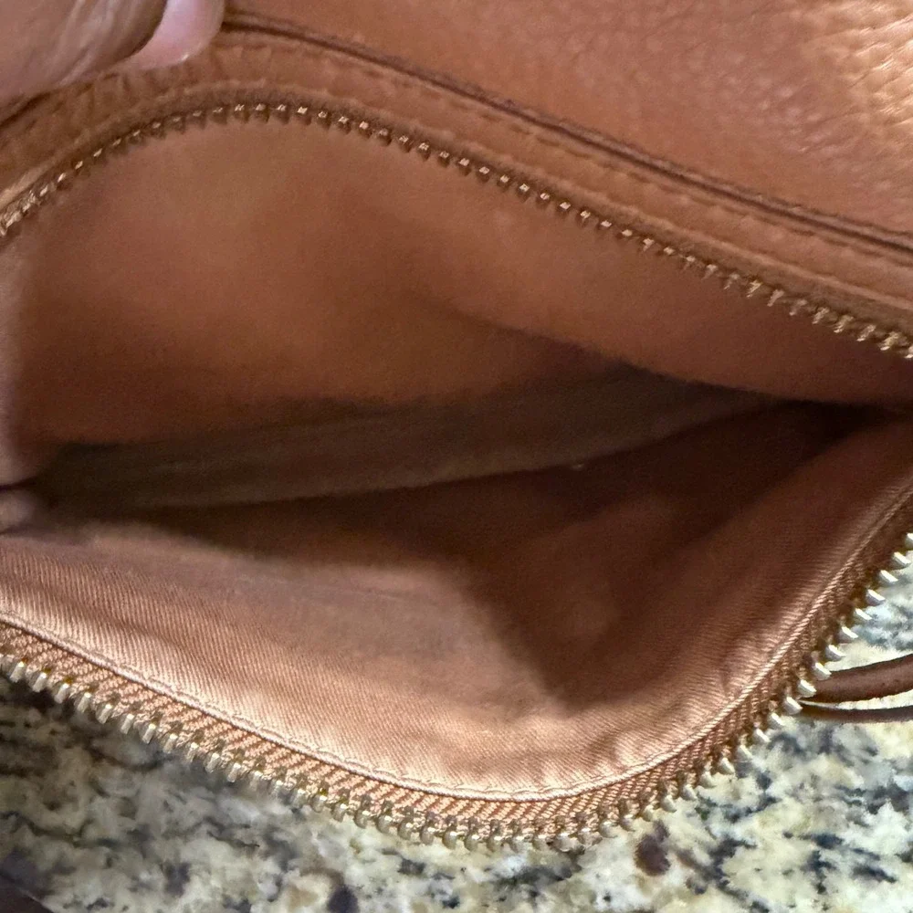 Fossil Karli Hobo Brown Leather Crossbody Bag Convertible Satchel Handbag